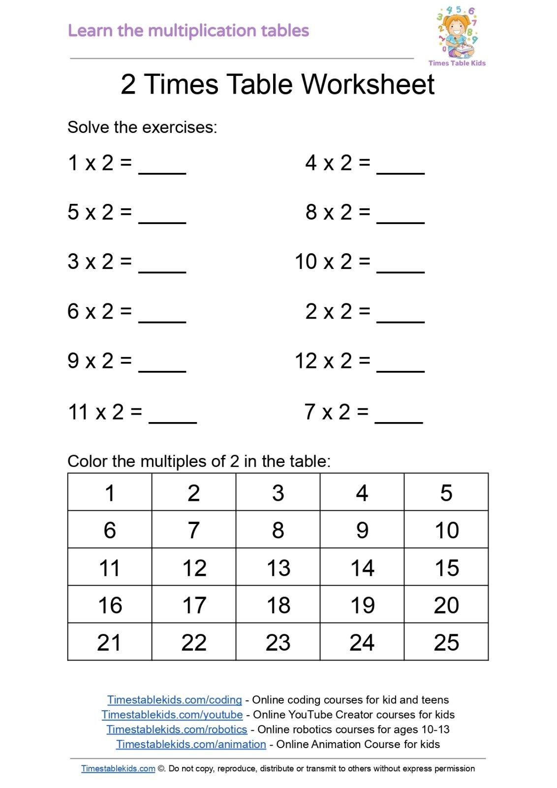 2 Times Table ️2️⃣ - Times Tables Kids