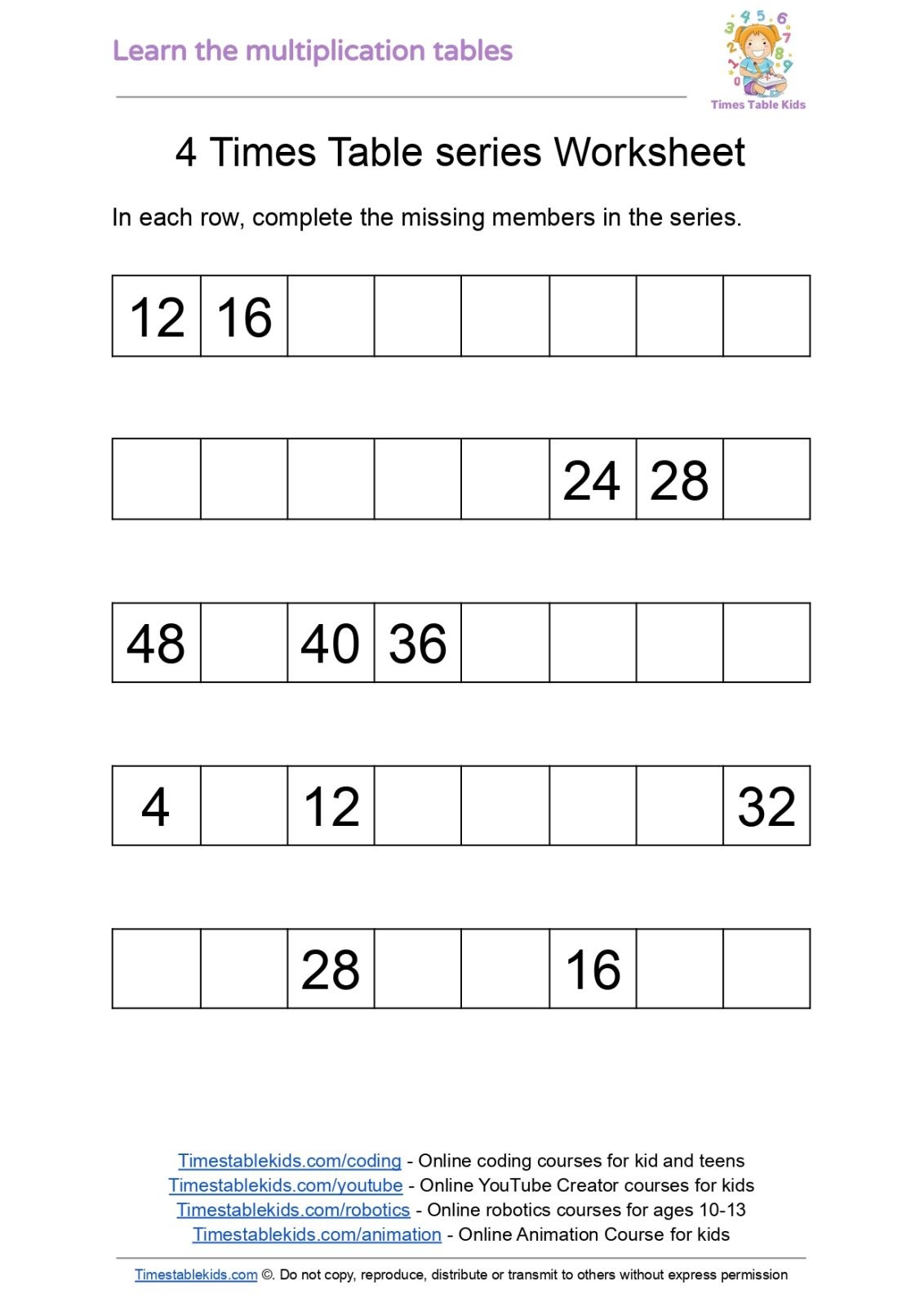 4 Times Table ️4️⃣ - Times Tables Kids