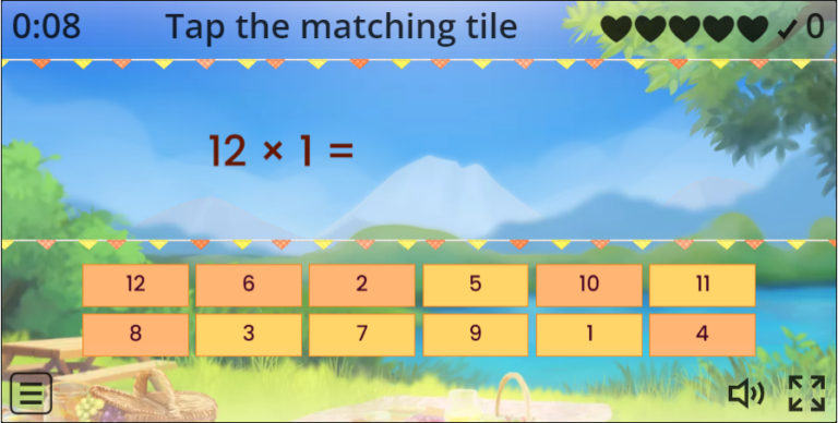 1 Times Table – Quick Match Game