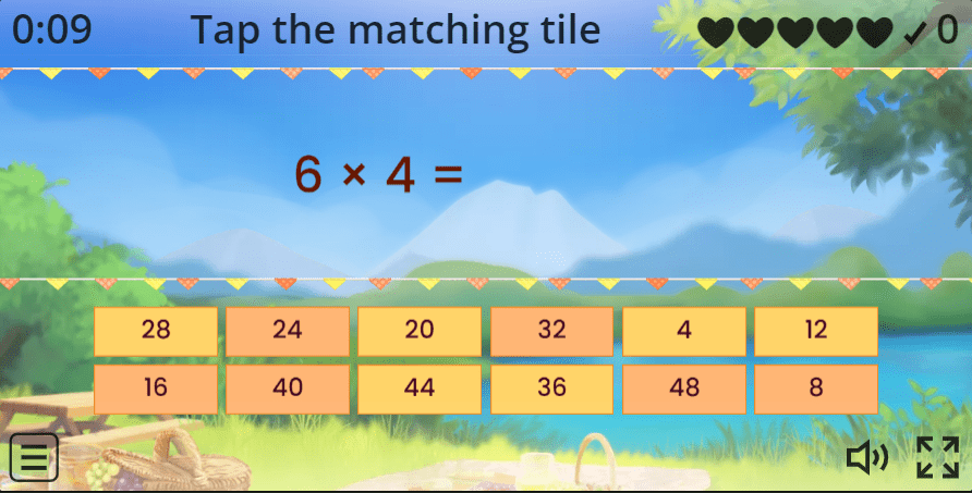 4 Times Table - Quick Match Game - Times Tables Kids