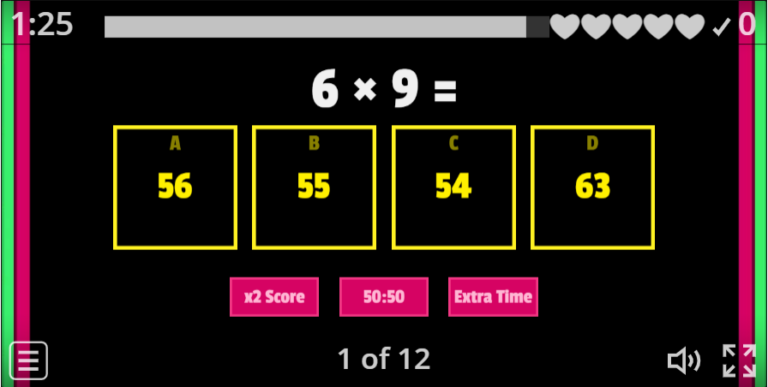 Gameshow Quiz – 6 7 8 9 Times Tables Game