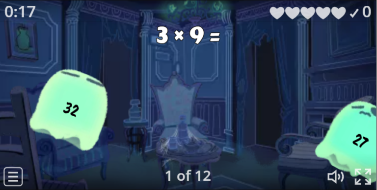 Catch the Answer 2&3&4&5 times table Spooky Game for Halloween