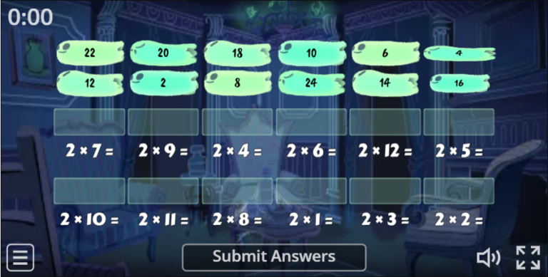 Matching game – 2 times table Spooky Game for Halloween