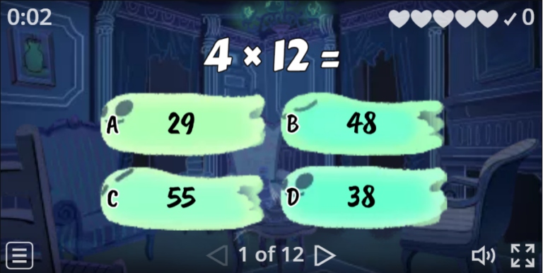 Quiz game – 4 times table Spooky Game for Halloween