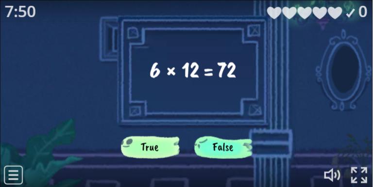 True or False game – 6 times table Spooky Game for Halloween