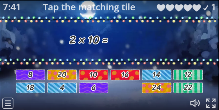 Find the Match – 2 times table Game for Christmas