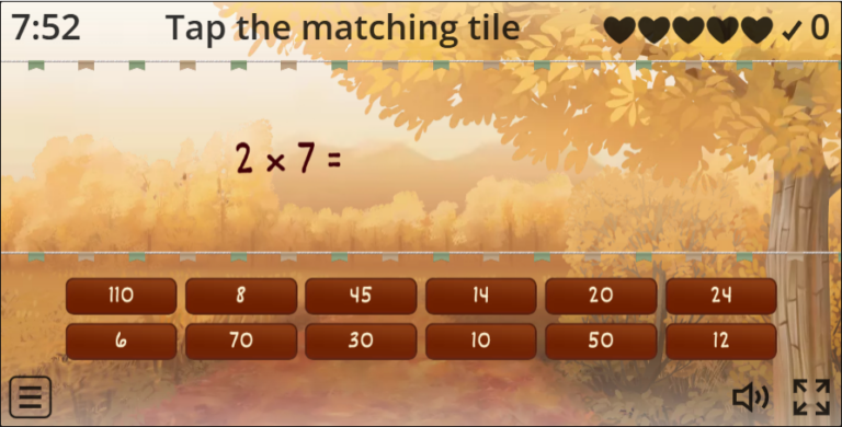 Find the Match – 2&5&10 times table Game for Thanksgiving