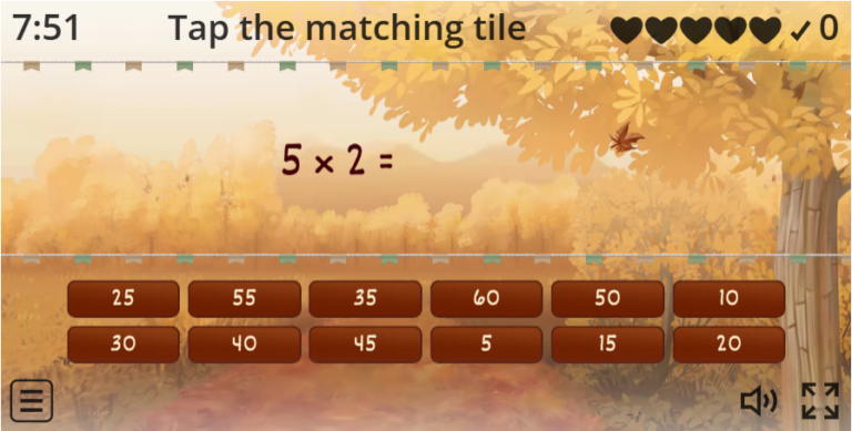 Find the Match – 5 times table Game for Thanksgiving