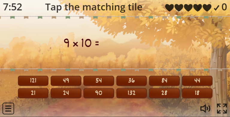 Find the Match – Full times table Game for Thanksgiving