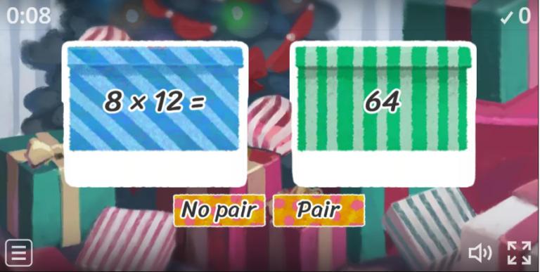 Pairs Game – 8 times table Game for Christmas