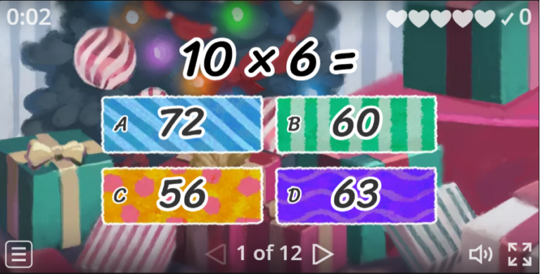 Quiz – 10 times table Game for Christmas