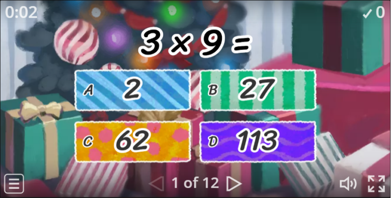 Quiz – 3 times table Game for Christmas