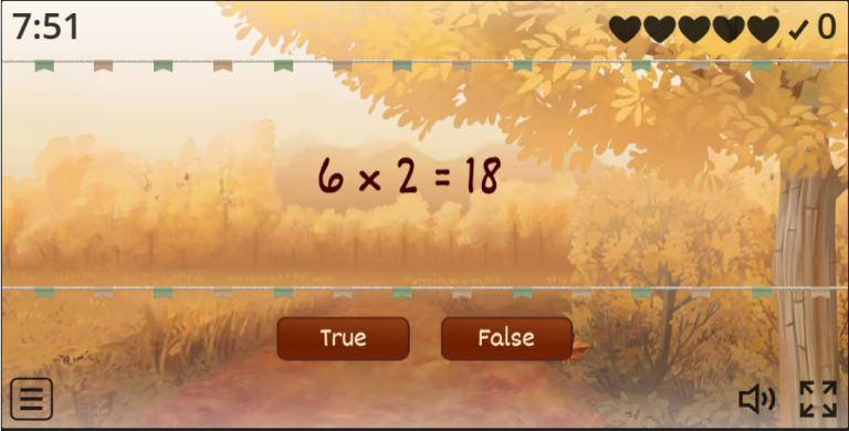 True or False – 6 times table Game for Thanksgiving