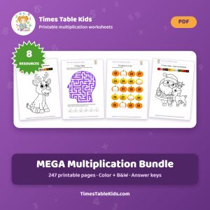MEGA Multiplication Bundle cover — 8 printable multiplication resources, 247 pages, Grades 2-4