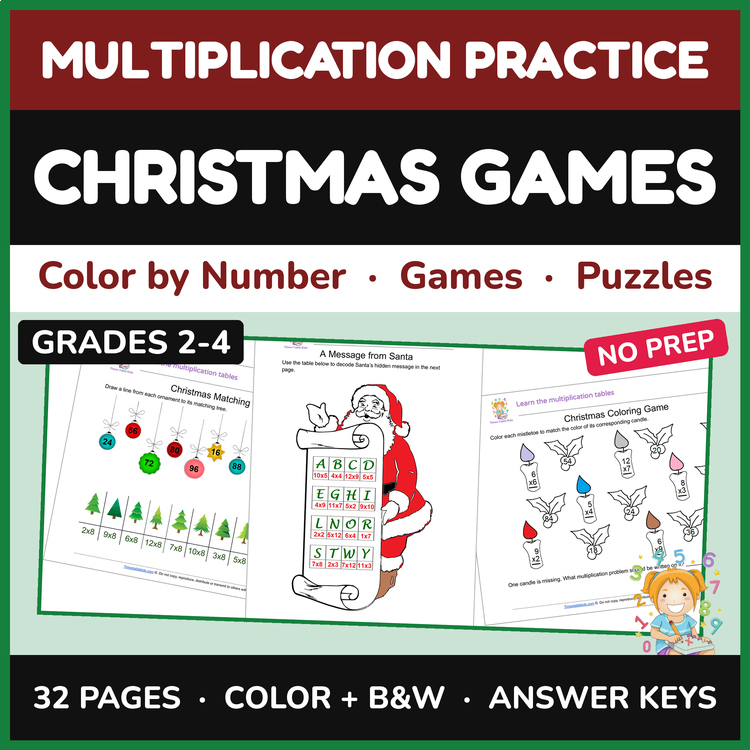 Christmas Multiplication — Worksheets, Games & Puzzles