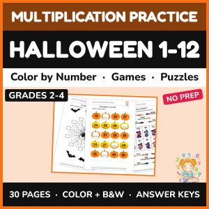 Halloween Multiplication — Color by Number & Games