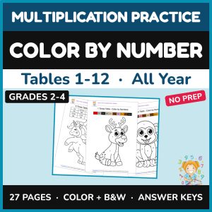 Multiplication Color by Number — Times Tables 1-12