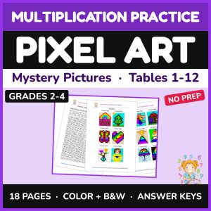 Multiplication Pixel Art — Mystery Pictures, Times Tables 1-12