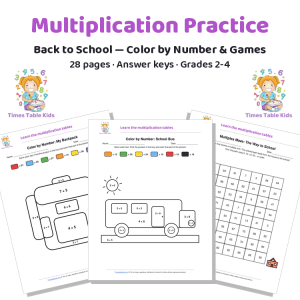 Back to School Multiplication — Color by Number, Mazes & Games