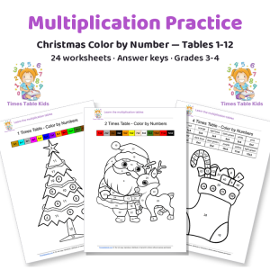 Christmas Color by Number — Multiplication Mystery Pictures