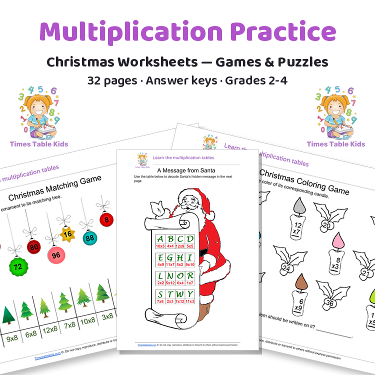 Christmas Multiplication — Worksheets, Games & Puzzles