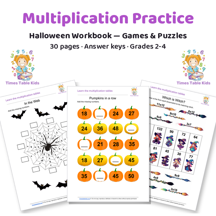 Halloween Multiplication — Color by Number & Games
